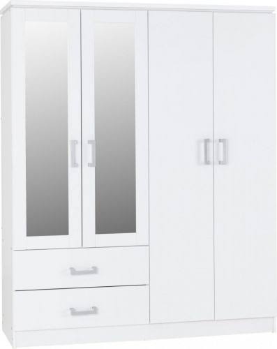 4 Door Wardrobe With 2 Mirrors & 2 Drawers - Az Furniture
